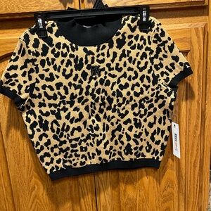 DKNY Leopard Print Short Sleeve Top